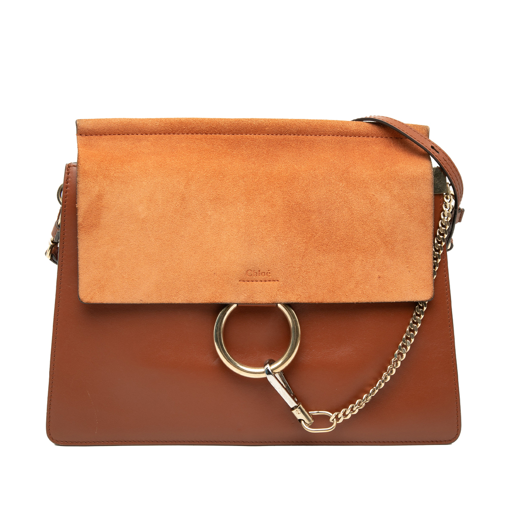 Pre-Loved Chloé Medium Calfskin and Suede Faye Crossbody